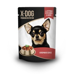 X-DOG влажный корм для собак, с курицей и ягнёнком в соусе, в паучах - 85 г