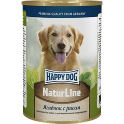 Happy Dog Natur Line полнорационный влажный корм для собак, фарш из ягненка и риса, в консервах - 410 г