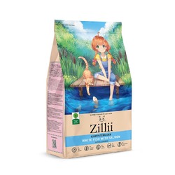Zillii Light Sterilized Cat сухой корм для взрослых стерилизованных кошек с избыточным весом, с белой рыбой и лососем - 2 кг