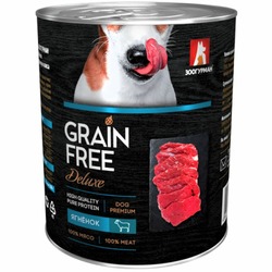 Зоогурман Grain Free Deluxe влажный корм для собак, беззерновой с ягненком, кусочки в желе, в консервах - 350 г