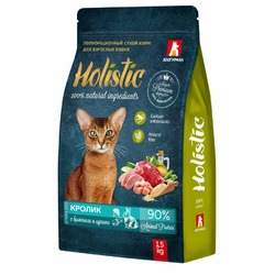 Зоогурман Holistic сухой корм для кошек, с кроликом, брокколи и цукини - 1,5 кг