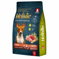 Зоогурман Holistic сухой корм для собак мелких и средних пород, с уткой, рисом и клюквой - 1,5 кг