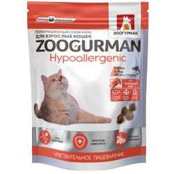Zoogurman Hypoallergenic сухой корм для кошек, с лососем и рисом - 350 г