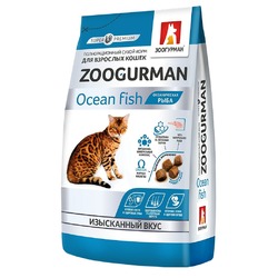 Зоогурман полнорационный сухой корм для кошек, с океанической рыбой - 350 г