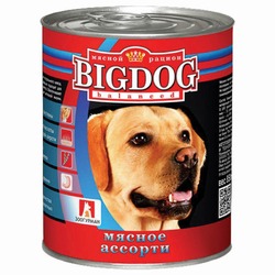 Зоогурман Big Dog влажный корм для собак средних и крупных пород, фарш из мясного ассорти, в консервах - 850 г
