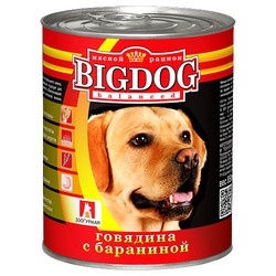 Зоогурман Big Dog влажный корм для собак средних и крупных пород, фарш из говядины с бараниной, в консервах - 850 г