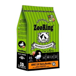 ZooRing Adalt Cat сухой корм для кошек, с уткой и шиповником - 10 кг
