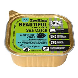 ZooRing Морской Улов влажный корм для кошек, для здоровья шерсти, с львинкой, в желе, в консервах - 100 г