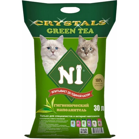 N1 Crystals Green Tea наполнитель силикагелевый Зелёный чай - 30 л фото 1