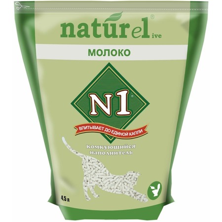 N1 NATUReL наполнитель комкующийся растительный Молоко - 4,5 л фото 1