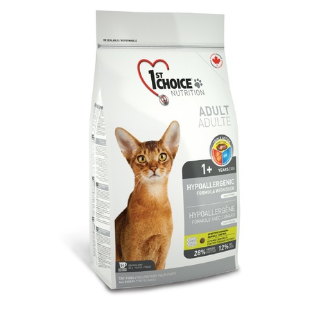 1st Choice Hypoallergenic сухой беззерновой корм для взрослых кошек при аллергии с уткой и картофелем - 2,72 кг фото 1