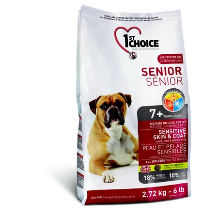 1st Choice Senior Sensitive Skin & Coat сухой корм для пожилых собак с чувствительной кожей и для шерсти с ягненком, рыбой и рисом - 2,72 кг фото 1