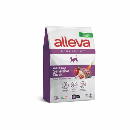 Alleva Equilibrium Adult Cat Sensitive Duck сухой корм для взрослых кошек с чувствительным пищеварением утка - 1,5 кг фото 1