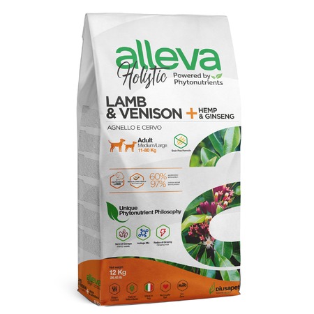Alleva Holistic Adult Medium Maxi сухой корм для взрослых собак с ягненком и олениной, коноплей и женьшенем фото 1