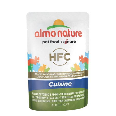 Almo Nature Classic Adult Cat Cuisine Tuna Fillet & Seaweed влажный корм для кошек, с тунцом и морскими водорослями, кусочки в бульоне, в паучах - 55 г фото 1