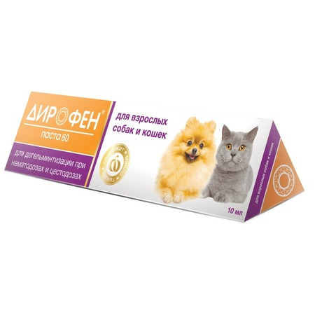 Apicenna Дирофен паста 60 для дегельминтизации при нематозах и цестозах у собак и кошек - 10 мл фото 1