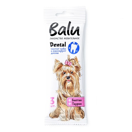 Balu Dental лакомство для собак мелких пород, жевательное, с биотином, таурином - 36 г фото 1