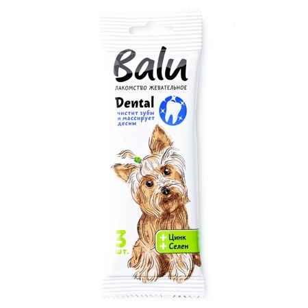 Balu Dental лакомство для собак мелких пород, жевательное, с цинком, селеном - 36 г фото 1