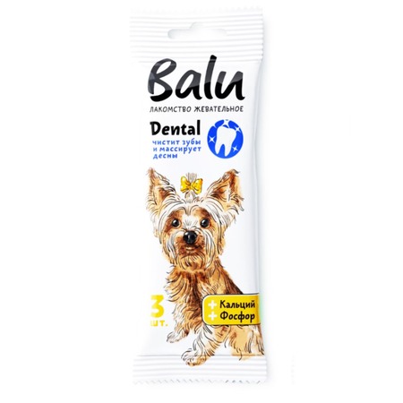 Balu Dental лакомство для собак мелких пород, жевательное, с кальцием, фосфором - 36 г фото 1