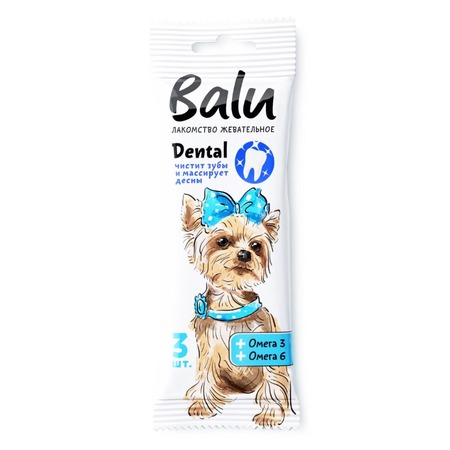 Balu Dental лакомство для собак мелких пород, жевательное, с омега 3, омега 6 - 36 г фото 1