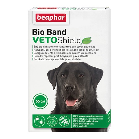 Ошейник Beaphar Bio Band Veto Shield для собак и щенков с 2 месяцев от блох  на натуральных маслах зеленый 65 см фото 1