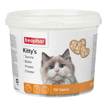Beaphar Kitty`s Mix витаминизированное лакомство-сердечки для кошек с таурином, биотином, протеином и сыром - 750 таблеток фото 1