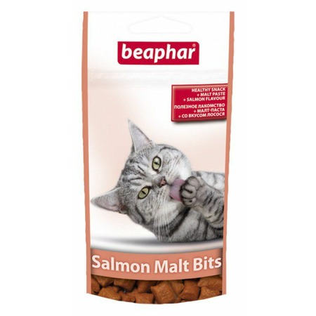 Beaphar Malt-Bits подушечки с мальт-пастой для выведения шерсти из желудка с лососем - 75 шт фото 1