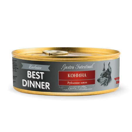 Best Dinner Exclusive Gastro Intestinal влажный корм для собак с чувствительным пищеварением, с кониной, фарш, в консервах - 100 г фото 1