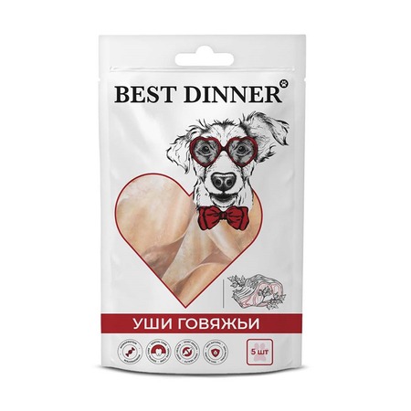 Best Dinner лакомство для собак «Ухо говяжье» 35 +/-5г. фото 1