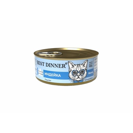 Best Dinner Exclusive Vet Profi Renal влажный корм для кошек при заболеваниях почек, паштет с индейкой и рисом, в консервах - 100 г х 24 шт фото 1