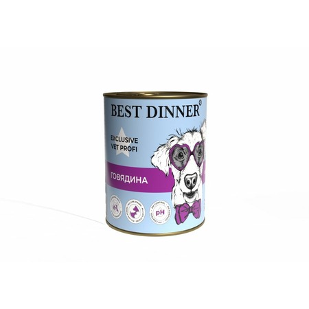 Best Dinner Urinary Exclusive Vet Profi влажный корм для собак, для профилактики мочекаменной болезни, с говядиной, фарш, в консервах - 340 г фото 1