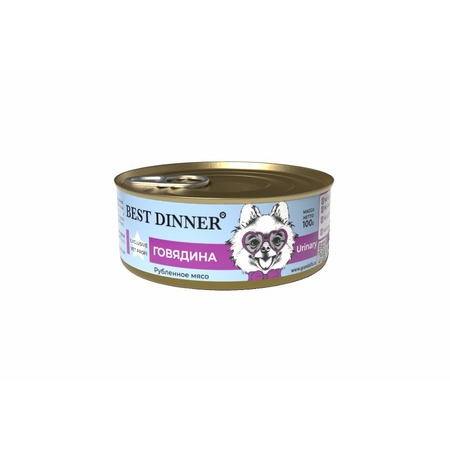 Best Dinner Urinary Exclusive Vet Profi влажный корм для собак, для профилактики мочекаменной болезни, с говядиной, фарш, в консервах - 100 г фото 1