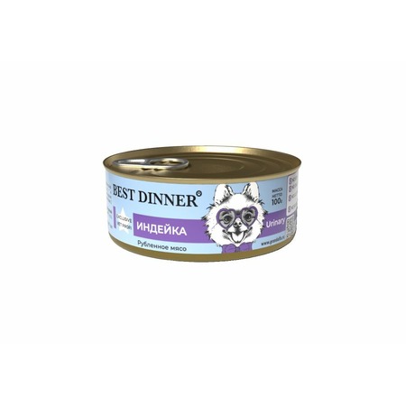 Best Dinner Urinary Exclusive Vet Profi влажный корм для собак, для профилактики мочекаменной болезни, с индейкой, фарш, в консервах - 100 г фото 1