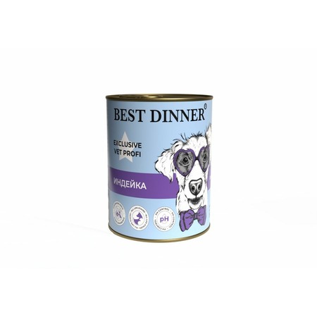 Best Dinner Urinary Exclusive Vet Profi влажный корм для собак, для профилактики мочекаменной болезни, с индейкой, фарш, в консервах - 340 г фото 1