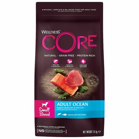 Wellness Core сухой корм для взрослых собак мелких пород с лососем и тунцом 1,5 кг фото 1