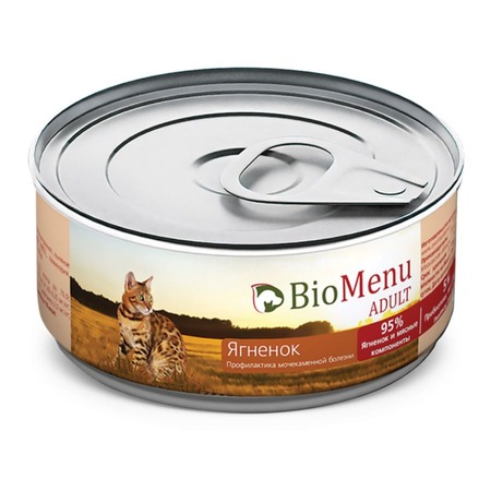 BioMenu паштет для кошек, с ЯГНЕНКОМ, в консервах - 100 г фото 1