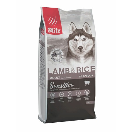 Blitz Sensitive Adult Lamb & Rice сухой корм для взрослых собак, с ягненком и рисом - 15 кг фото 1