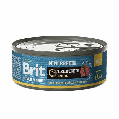 Brit Premium by Nature Mini Breeds полнорационный влажный корм для собак мелких пород, фарш из телятины, в консервах - 100 г фото 1