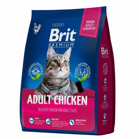 Brit Premium Cat Adult Chicken полнорационный сухой корм для кошек, с курицей - 2 кг фото 1