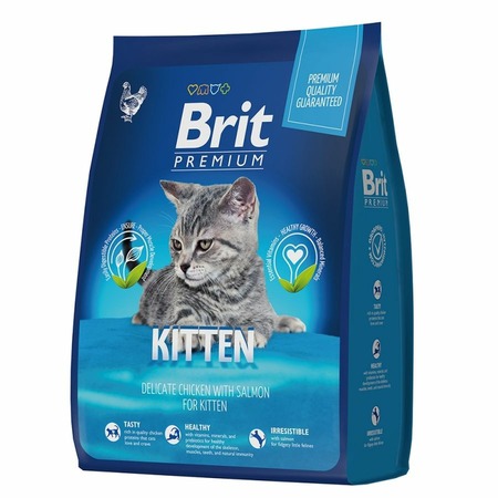 Brit Premium Cat Kitten сухой корм для котят с курицей и лососем - 8 кг фото 1
