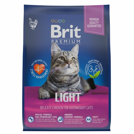Brit Premium Cat Light полнорационный сухой корм для кошек с избыточным весом и склонностью к полноте, с курицей фото 1