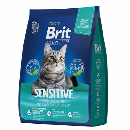 Brit Premium Cat Sensitive полнорационный сухой корм для кошек с чувствительным пищеварением, с ягненком и индейкой - 400 г фото 1