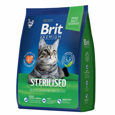Brit Premium Cat Sterilized Chicken полнорационный сухой корм для стерилизованных кошек, с курицей - 400 г фото 1