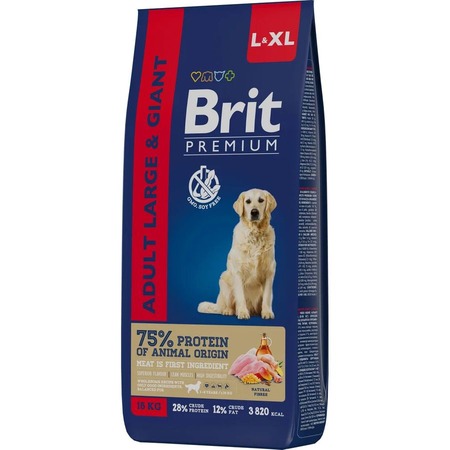 Brit Premium Dog Adult Large and Giant полнорационный сухой корм для собак крупных и гигантских пород, с курицей - 15 кг фото 1