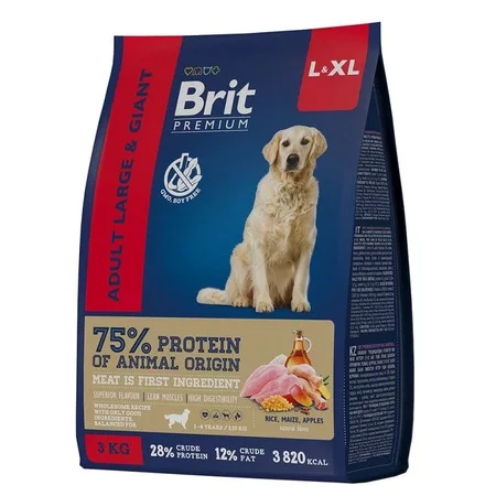 Brit Premium Dog Adult Large and Giant полнорационный сухой корм для собак крупных и гигантских пород, с курицей - 8 кг фото 1
