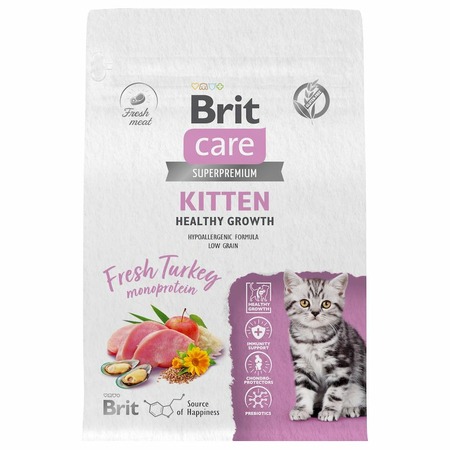 Brit Сare Cat Kitten Healthy Growth сухой корм для котят и беременных кормящих кошек, с индейкой - 0,4 кг фото 1