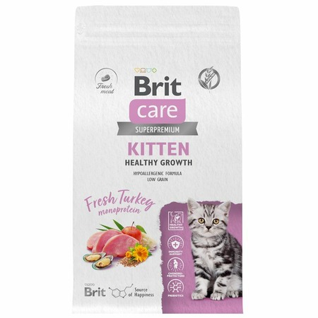 Brit Care Cat Kitten Healthy Growth сухой корм для котят, беременных и кормящих кошек, с индейкой - 1,5 кг фото 1