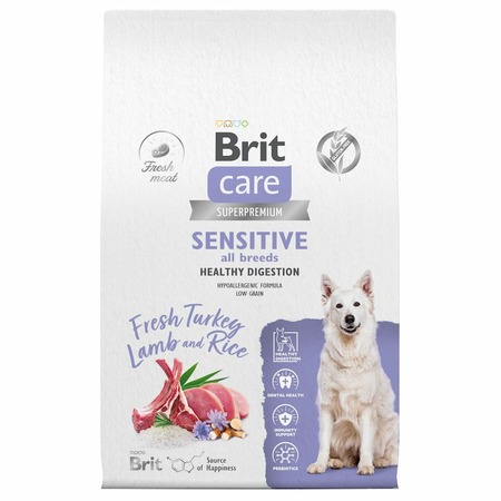 Brit Care Dog Adult Sensitive Healthy Digestion сухой корм для собак всех пород с чувствительным пищеварением, с индейкой и ягненком - 12 кг фото 1