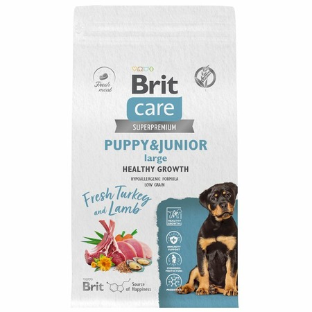 Brit Сare Dog Puppy&Junior L Healthy Growth сухой корм для щенков крупных пород, с индейкой и ягнёнком - 1,5 кг фото 1