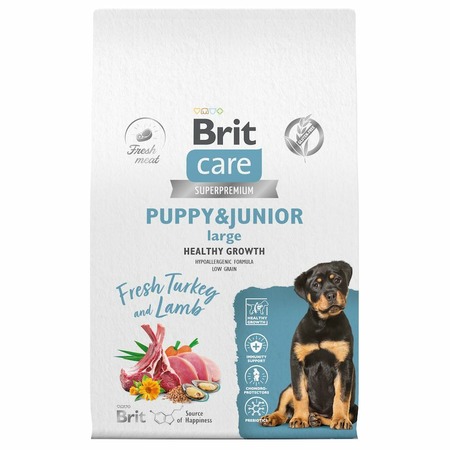 Brit Сare Dog Puppy&Junior L Healthy Growth сухой корм для щенков крупных пород, с индейкой и ягнёнком - 12 кг фото 1